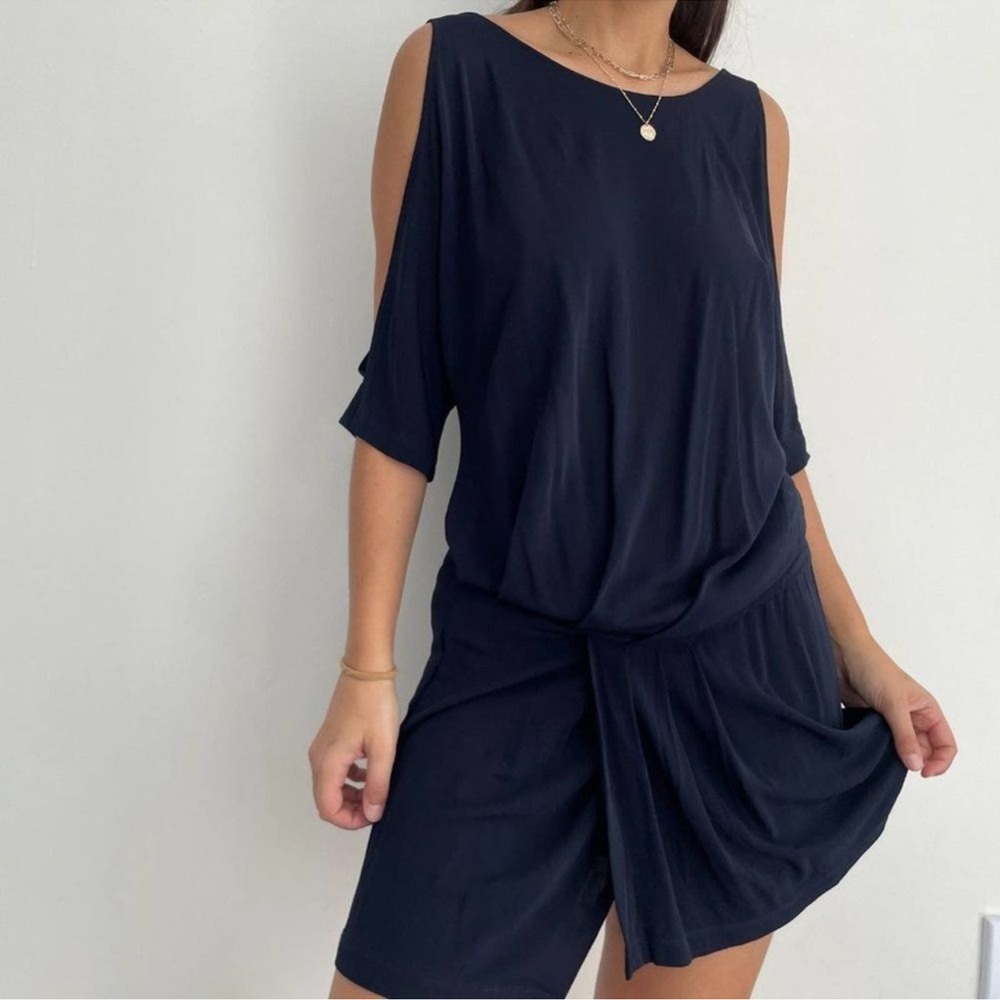 JAYGODFREY navy blue cold shoulder dress